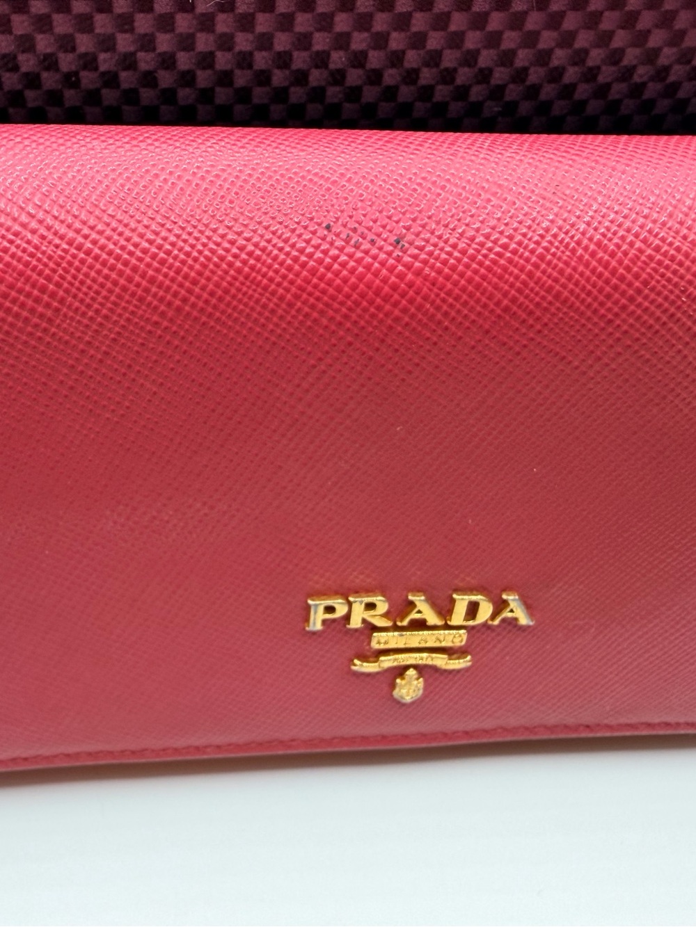 Pink Prada Saffiano Leather Wallet +COA